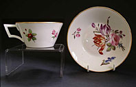 DERBY PORCELAIN HAND PAINTED CABINET CUP AND SAUCER, FLORAL SPRAYS BY MOSES WEBSTER C.1820