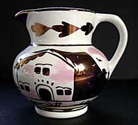 Art Deco pottery image - HAND DECORATED LANCASTER & SANDLAND STAFFORDSHIRE MINIATURE JUG WITH GRAYS POTTERY ? DECORATION C. 1950