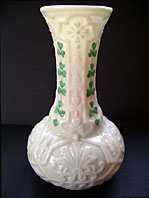 Belleek pottery image - BELLEEK IRISH PORCELAIN SECOND BLACK MARK SHAMROCK PATTERN ONION SHAPED VASE C.1891-1926