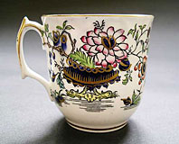 RARE ENGLISH PORCELAIN COFFEE CUP, G.F. BOWERS PATTERN NUMBER 632 , JAPAN STYLE, CHINOISERIE DESIGN C.1848