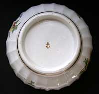 Antique English porcelain Chelse Derby bowl base view with gold anchor mark thumbnail link