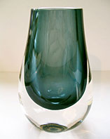 WHITEFRIARS ART GLASS SMOKE GREY OVAL TAPERING CASED VASE - DESIGNED BY GEOFFREY BAXTER C.1965