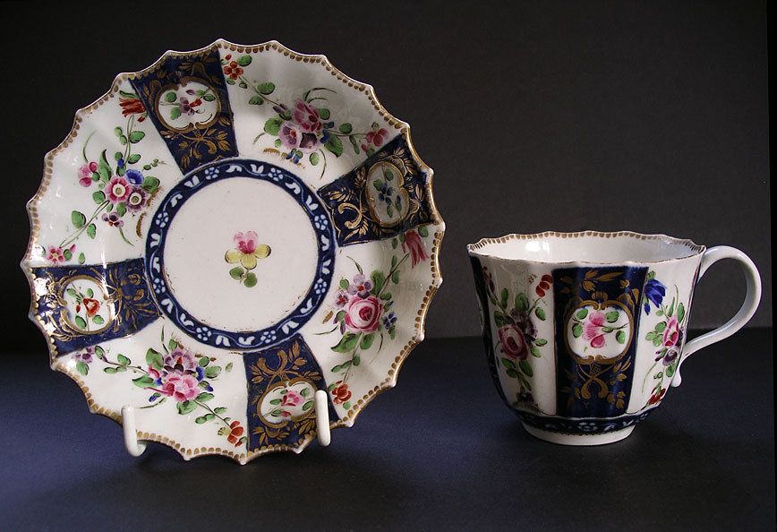 Dr Wall Worcester Flowers cup amd saucer Ex F.S. Mackenna collection c.1768-75