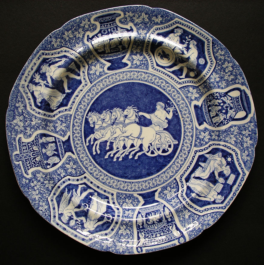Spode blue and white pearlware Greek pattern transferware plate c.1805-25