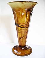 Art Deco glass image - ART DECO ENGLISH ART GLASS VASE CLOUD GLASS PATTERN BY DAVIDSON, SHAPE NO. 51 C.1928-39
