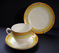 GRAY'S POTTERY STAFFORDSHIRE ART DECO HAND PAINTED DECO-BANDED TRIO PATTERN NO. 8793 C.1931