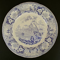 ANTIQUE STAFFORDSHIRE BLUE AND WHITE POTTERY JOHN MEIR ITALIAN SCENERY SERIES TRANSFER PRINTED PLATE C.1820-45